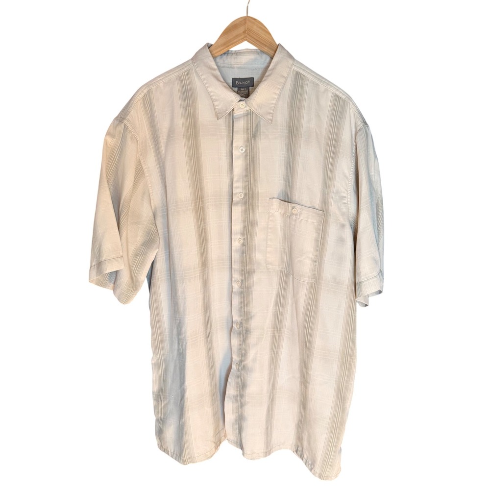 BRUNO Mens Plaid‎ Short Sleeve Button Down Shirt 2XL Lightweight Casual Outdoor